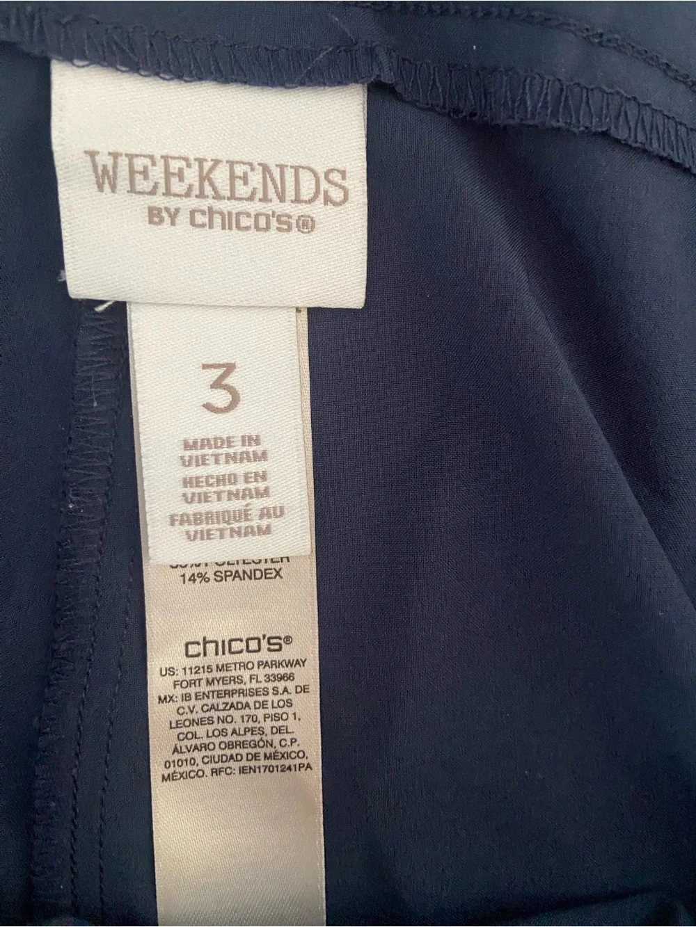 Chico's Women’s Navy Cargo Stretch Capris